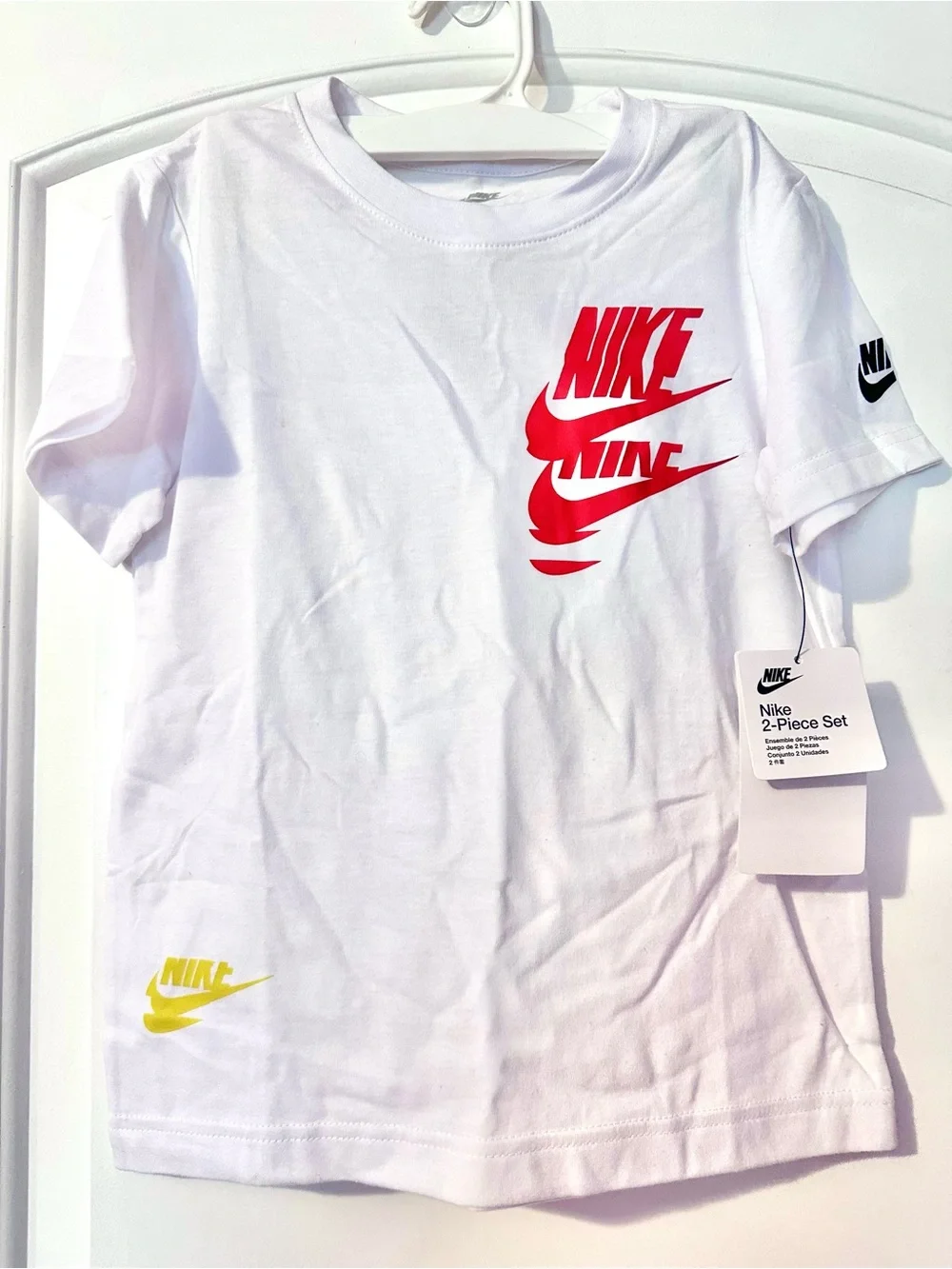 BNWT Nike Kid’s 2-Piece Set w/White Short-Sleeve Tee and Red Shorts